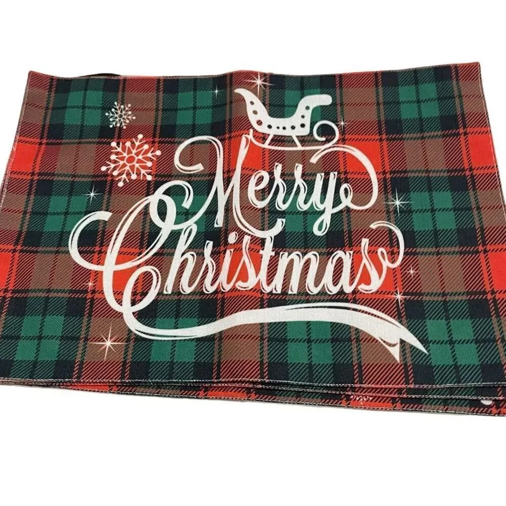 Unbranded Red &‎ Green Plaid Christmas Placemats - 6 Count